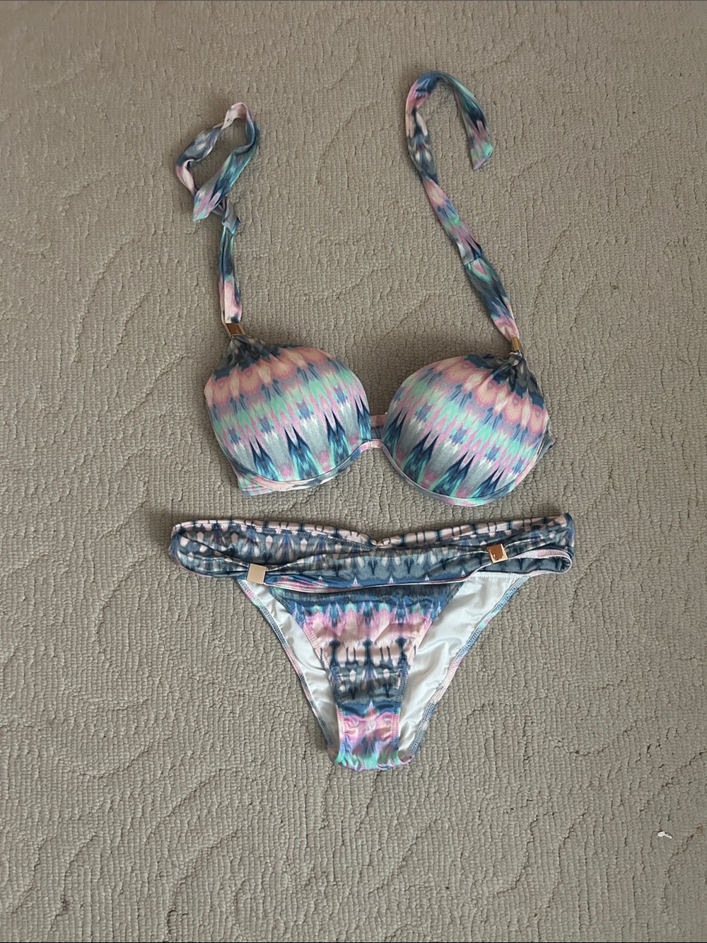 Victoria's Secret Pastel Tie-Dye Bikini - Pink, Blue & Mint